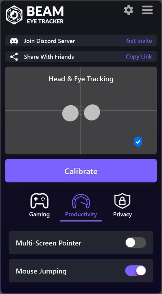 Beam Eye Tracker screenshot screenshot 2