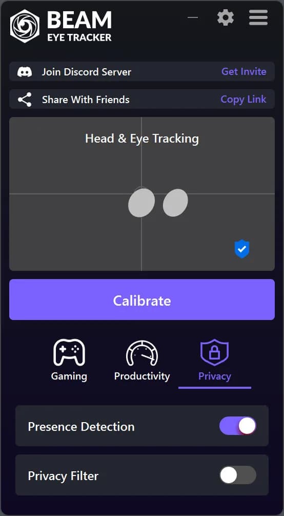 Beam Eye Tracker screenshot screenshot 3