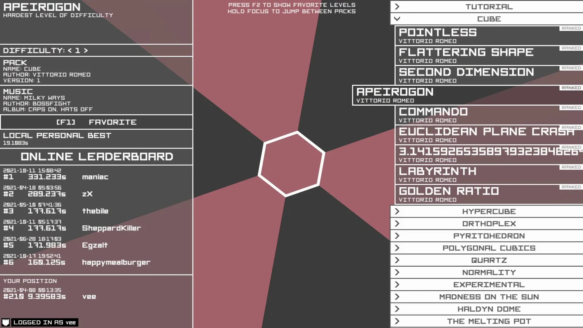 Open Hexagon screenshot screenshot 4
