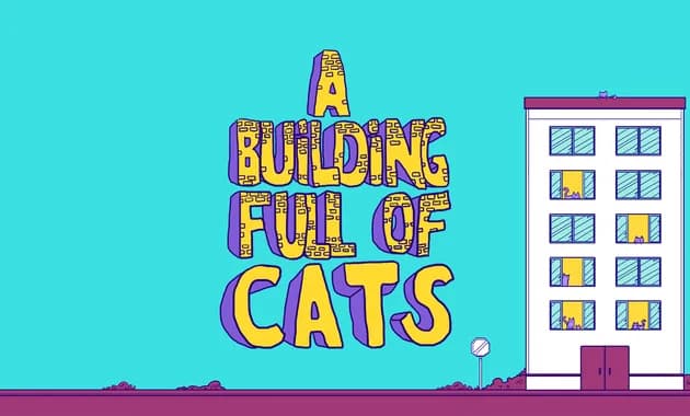 a building full of cats vertical card thumbnail