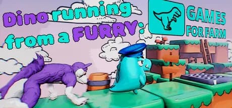 dino running from a furry: gamesforfarm vertical card thumbnail